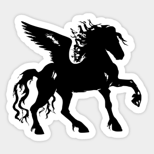 Black Pegasus Flying Horse Fantasy Unicorn Sticker